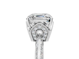 Silver Asscher Cut Solitaire Split Shank Pave Diamond Engagement Ring with Four-Prong Setting_54
