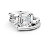 Silver Asscher Cut Solitaire Tension-Set Diamond Split Shank Ring_25