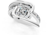 Silver Asscher Cut Solitaire Tension-Set Diamond Split Shank Ring_26