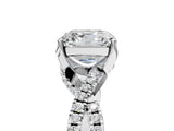 Silver Asscher Cut Solitaire Twist Pave Diamond Engagement Ring with Prong Setting_36