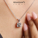 Silver Asscher Diamond Solitaire Pendant with Four Prong Setting_15