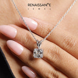 Silver Asscher Diamond Solitaire Pendant with Four Prong Setting_16