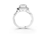 Silver Asscher Halo Diamond Engagement Ring with Twisted Band and Four-Prong Setting 3