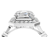Silver Asscher Halo Diamond Engagement Ring with Twisted Band and Four-Prong Setting 4