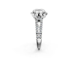Silver Asscher Halo Diamond Floral Split Shank Engagement Ring 2