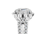 Silver Asscher Halo Diamond Floral Split Shank Engagement Ring 5