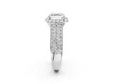 Silver Asscher Halo Round Diamond Pave Band with Prong Setting 3