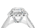 Silver Asscher Halo Round Diamond Pave Band with Prong Setting 5