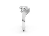 Silver Asscher Solitaire Diamond Engagement Ring with Pave Band and Four-Prong Setting 2