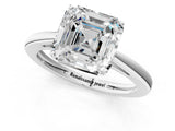 Silver Asscher Solitaire Diamond Ring with Split Shank and Four-Prong Setting_13