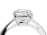 Silver Asscher Solitaire Diamond Ring with Split Shank and Four-Prong Setting_16