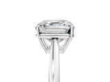 Silver Asscher Solitaire Diamond Ring with Split Shank and Four-Prong Setting_17