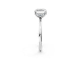 Silver Asscher Solitaire Diamond Ring with a Classic Band and Four-Prong Setting 3