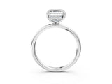 Silver Asscher Solitaire Diamond Ring with a Classic Band and Four-Prong Setting 4