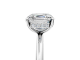Silver Asscher Solitaire Diamond Ring with a Classic Band and Four-Prong Setting