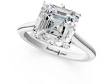Silver Asscher Solitaire Engagement Ring with Six-Prong Setting and Classic Band 2