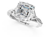 Silver Asscher Solitaire Twist Band Six-Prong Setting 3