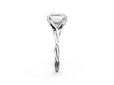 Silver Asscher Solitaire Twist Band Six-Prong Setting 4