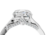 Silver Asscher Solitaire Twist Band Six-Prong Setting
