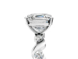 Silver Asscher Solitaire Twisted Band with Prong Setting 5