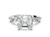 Silver Asscher Solitaire Twisted Band with Prong Setting