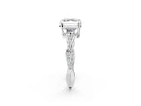 Silver Asscher Solitaire Twisted Pave Diamond Ring with Four-Prong Setting_2