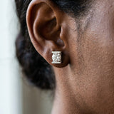 Silver Bar Set Round Diamond Stud Earrings in Silver_21