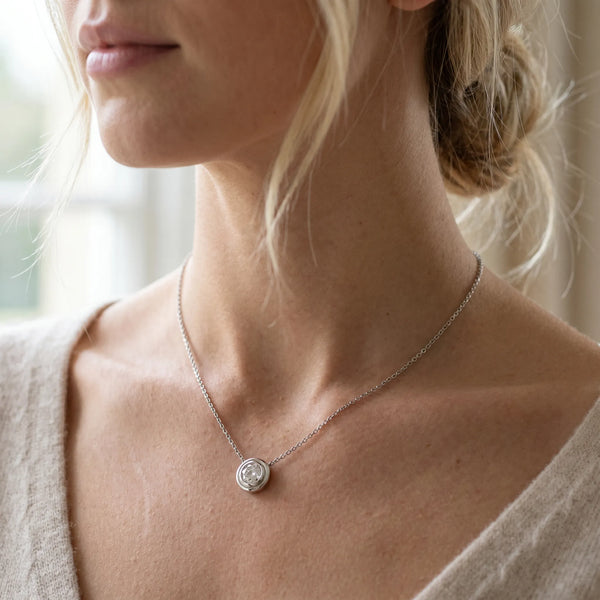 Silver Bezel Round Diamond Pendant
