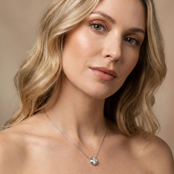 Silver Bezel Round Diamond Pendant