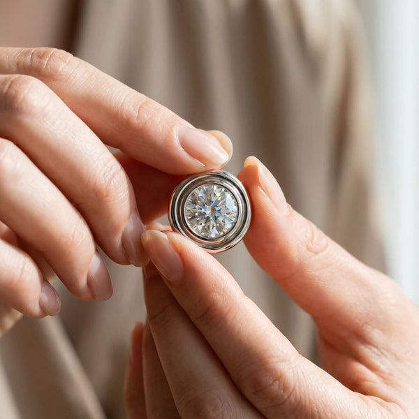 Silver Bezel Round Diamond Pendant
