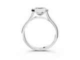 Silver Bezel Set Asscher Cut Solitaire Ring with Tapered Band 4