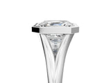 Silver Bezel Set Asscher Cut Solitaire Ring with Tapered Band