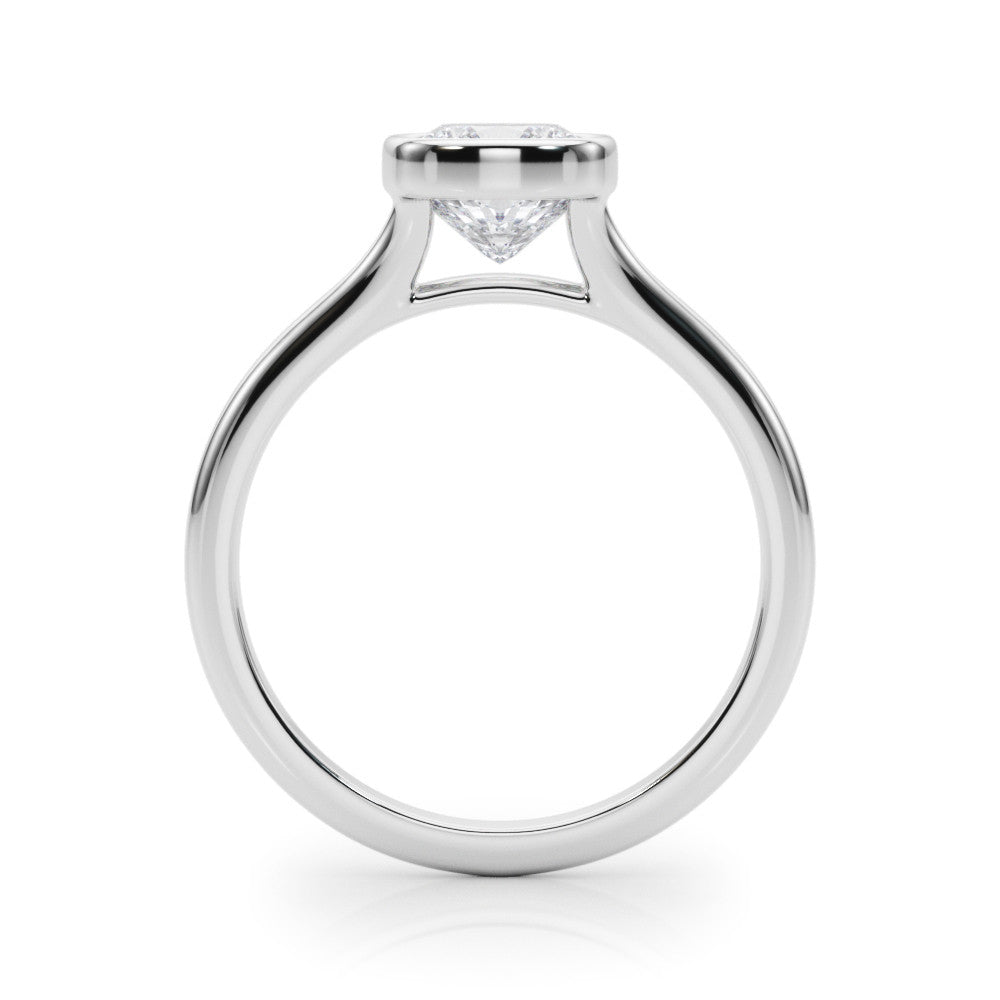 Silver Bezel Set Cushion Cut Solitaire Ring