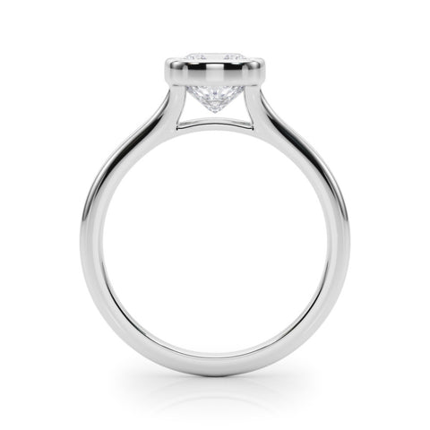 Silver Bezel Set Cushion Cut Solitaire Ring