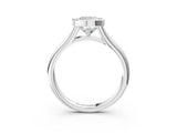 Silver Bezel Set Cushion Solitaire Diamond Ring with Smooth Band 3