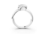 Silver Bezel Set Cushion Solitaire Ring with Wide Band 4