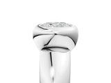 Silver Bezel Set Cushion Solitaire Ring with Wide Band