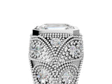 Silver Bezel Set Emerald Cut Diamond Milgrain Band Ring_18
