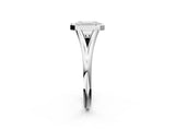 Silver Bezel Set Emerald Cut Solitaire Ring with Tapered Band 2