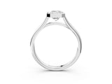 Silver Bezel Set Emerald Cut Solitaire Ring with Tapered Band 3