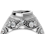 Silver Bezel Set Fancy Black Heart Cut Diamond Milgrain Band Ring_10