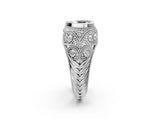 Silver Bezel Set Fancy Black Heart Cut Diamond Milgrain Band Ring_8