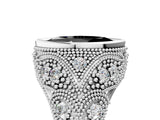 Silver Bezel Set Fancy Black Marquise Cut Diamond Milgrain Band Ring_11