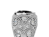 Silver Bezel Set Fancy Black Pear Cut Diamond Milgrain Band Ring_17