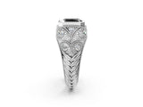 Silver Bezel Set Fancy Black Radiant Cut Diamond Milgrain Band Ring_8