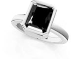 Silver Bezel Set Fancy Black Radiant Cut Solitaire Engagement Ring with Classic Band_7