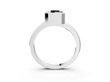 Silver Bezel Set Fancy Black Radiant Cut Solitaire Engagement Ring with Classic Band_9