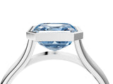 Silver Bezel Set Fancy Blue Asscher  Cut Solitaire Ring with Tapered Band 5