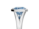 Silver Bezel Set Fancy Blue Asscher  Cut Solitaire Ring with Tapered Band