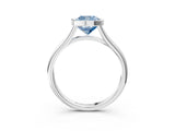 Silver Bezel Set Fancy Blue Cushion  Cut Solitaire Ring with Tapered Band 3